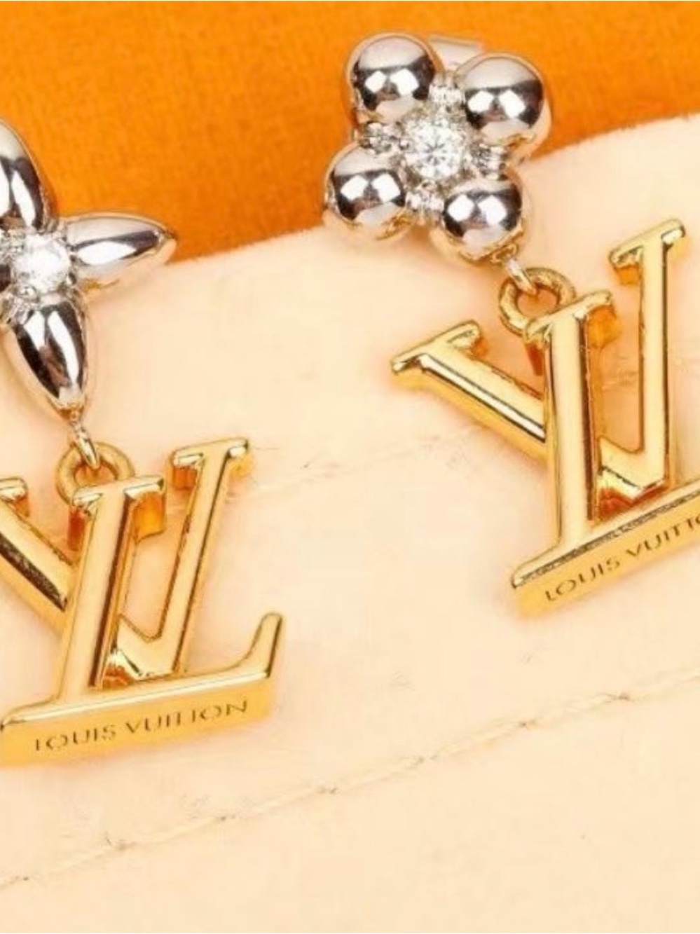 Louis Vuitton Two-Tone LV Upcycled Earrings Gold and Silver